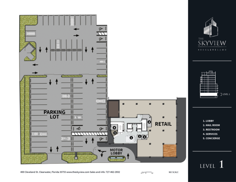 Skyview luxury condos parking - downtown Clearwater Florida